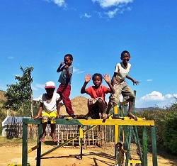 Local children play on their new playground